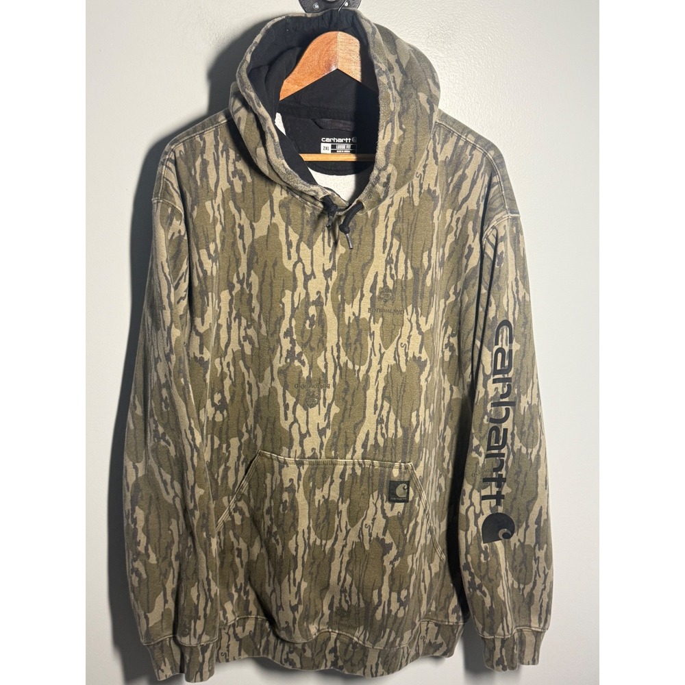 Carhartt Mens Loose Fit Mossy Oak Bottomland Camo Hoodie Sweatshirt 2XL